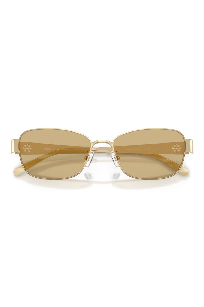 55mm Rectangular Sunglasses, Alternate, color, BRUSHED LIGHT GOLD / YELLOW