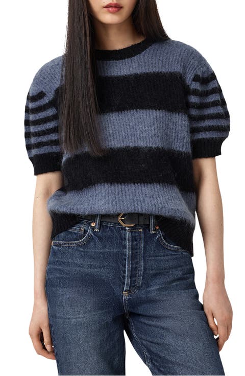 Clem Stripe Puff Sleeve Wool & Mohair Blend Sweater