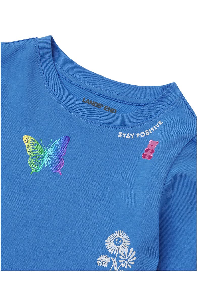 Lands' End Girls Long Sleeve Graphic Meet and Greet Tee, Alternate, color, Sky Blue Happiness