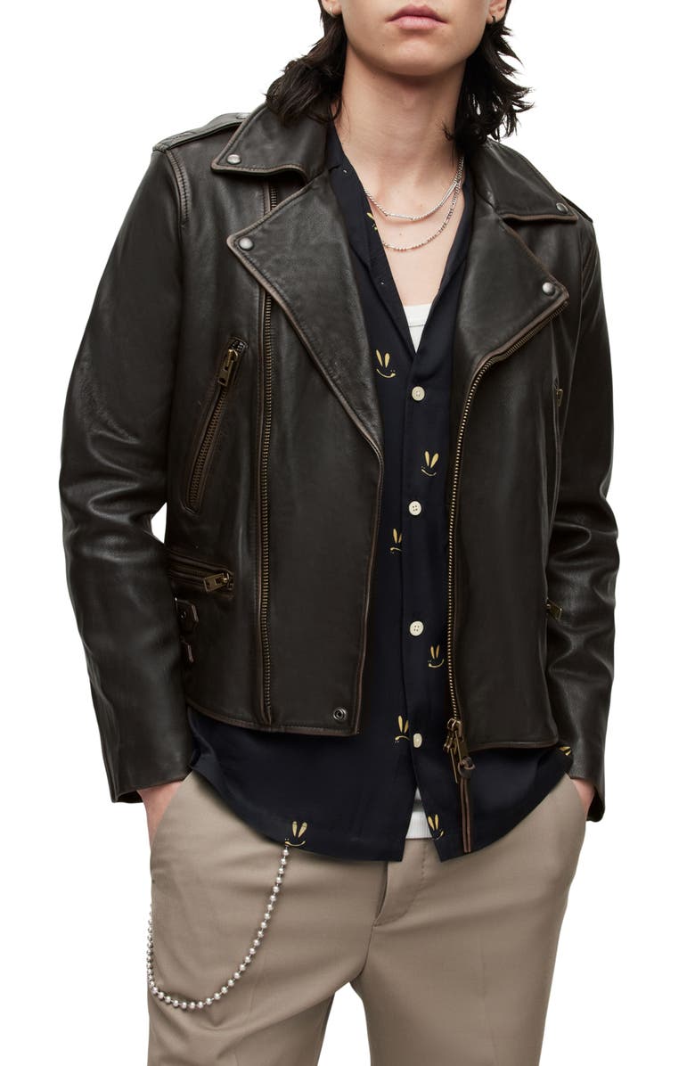 AllSaints Luca Leather Biker Jacket, Main, color, 
