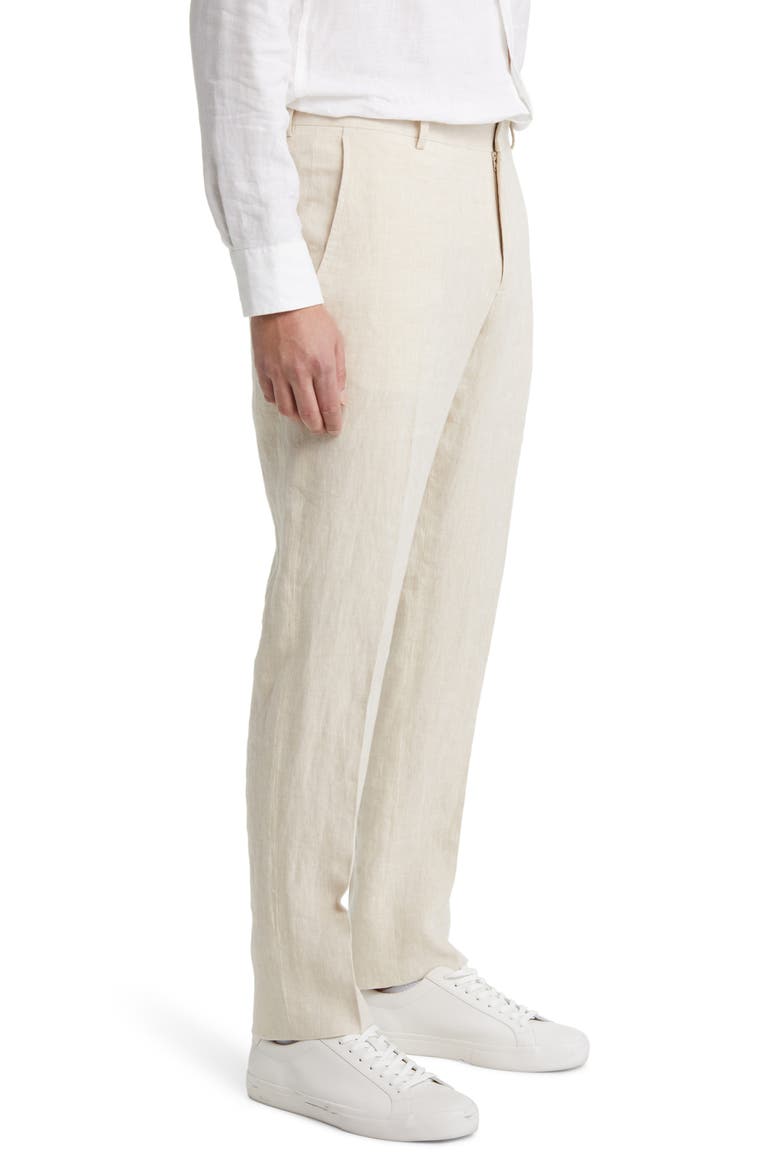 Trim Fit Linen Trousers, Alternate, color, TAN DESERT