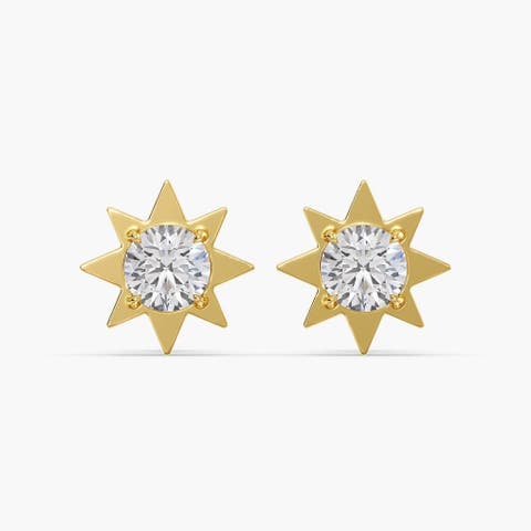 Petite Starburst Lab Diamond Studs in 14K Gold