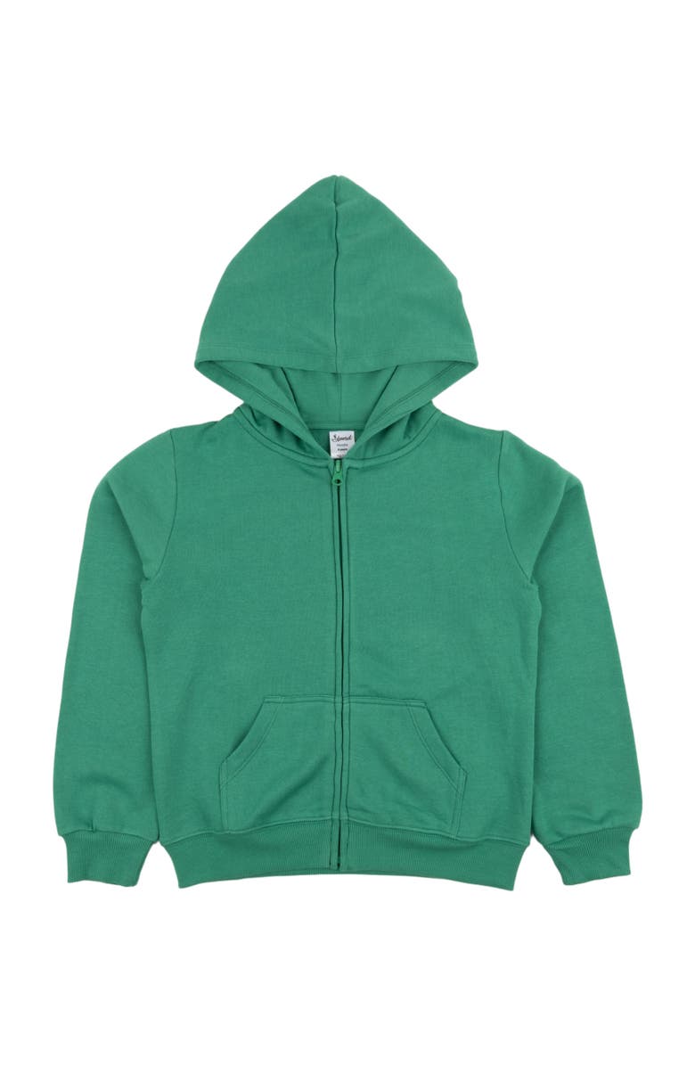 Leveret Kids Zip-Up Sweatshirt Hoodie, Cotton Blend, Solid Colors, Alternate, color, Green