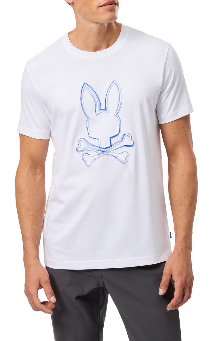 Psycho Bunny Vincent Pima Cotton Graphic T-Shirt, Main, color, White