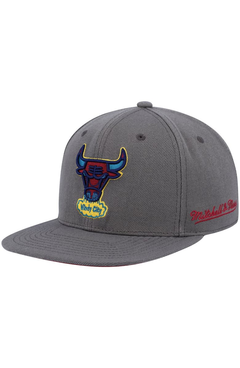 Mitchell & Ness Men's Mitchell & Ness Charcoal Chicago Bulls Hardwood Classics 1996 NBA Finals Carbon Cabernet Fitted Hat, Alternate, color, 