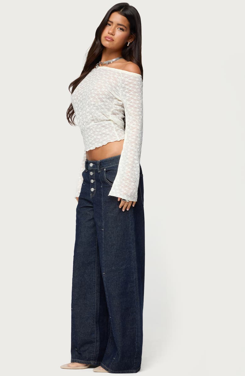 EDIKTED Alef Sheer Lace Off the Shoulder Top, Alternate, color,