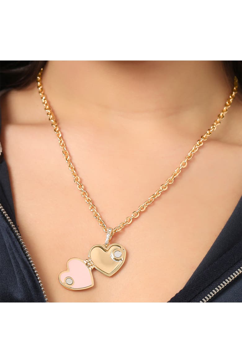 Gold-Tone Crystal Heart Locket Pendant Necklace, Alternate, color, Gold