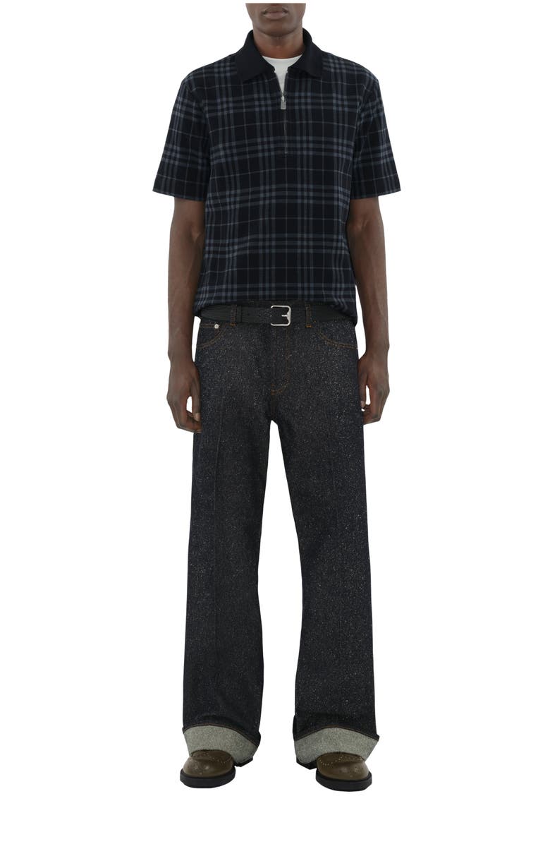 Burberry Check Stretch Cotton Blend Polo Shirt, Main, color, Ink