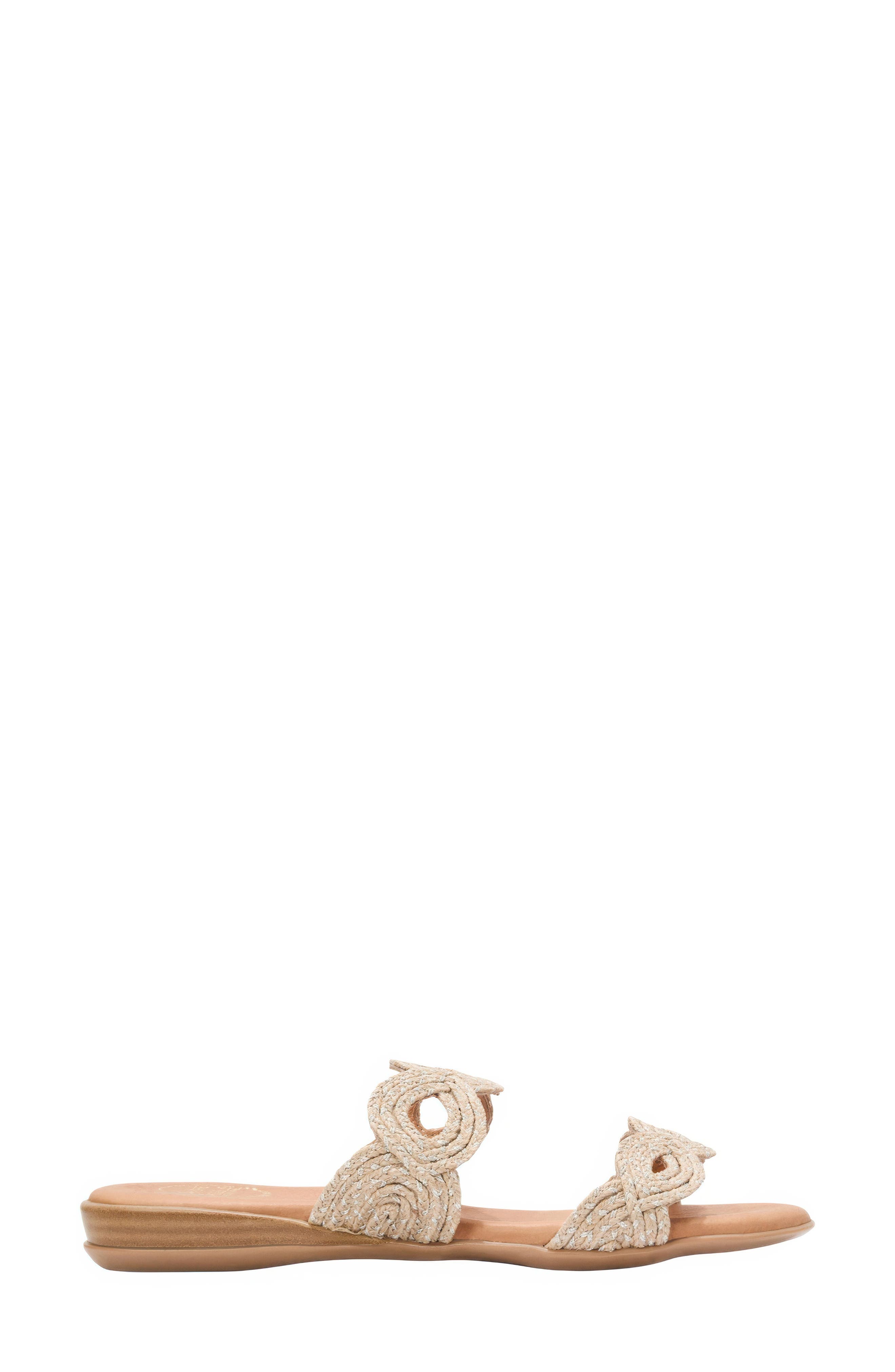 André Assous Nizzie Double Strap Slide Sandal, Alternate, color, Natural/ Platino