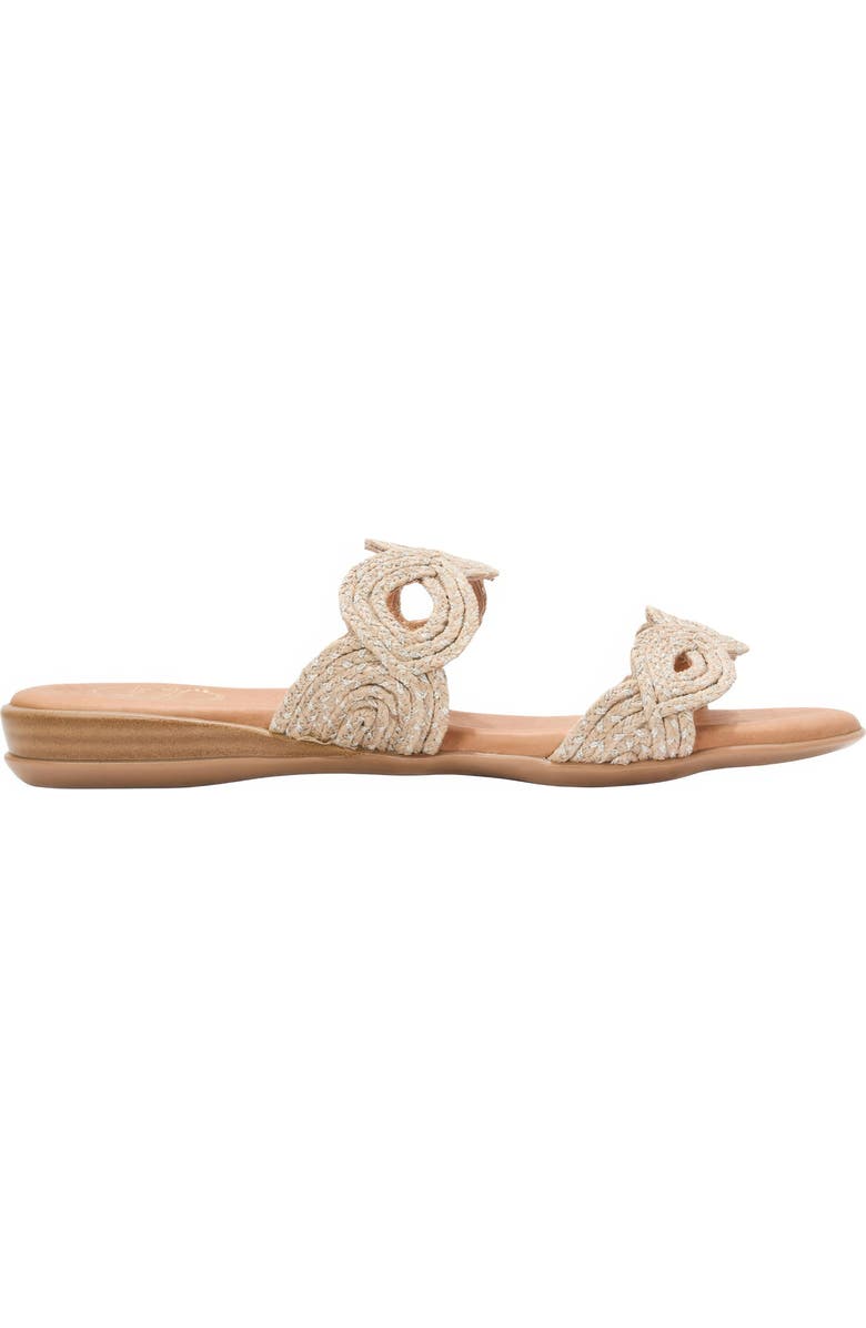 André Assous Nizzie Double Strap Slide Sandal, Alternate, color, Natural/ Platino