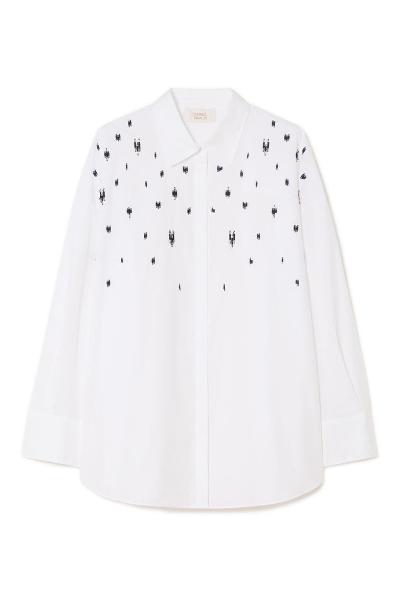 Beaded Long Sleeve Poplin Shirt, Alternate, color, OPTICAL WHITE