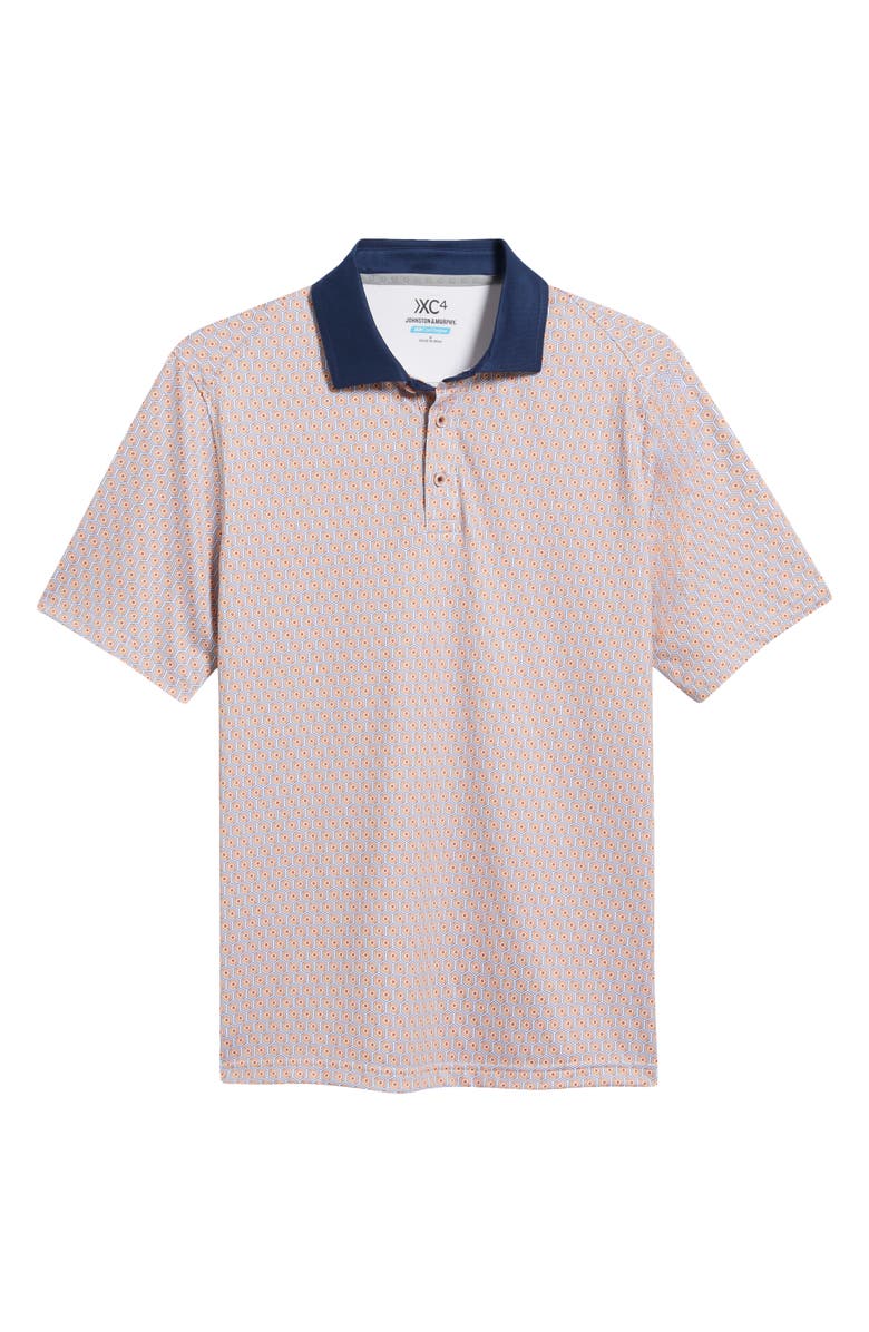 Johnston & Murphy XC4<sup>®</sup> + Cool Degree<sup>™</sup> Geo Print Performance Golf Polo, Alternate, color, Orange