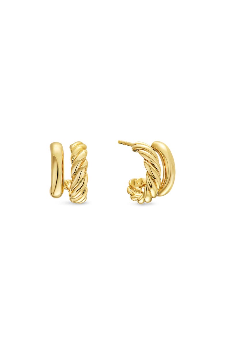 David Yurman DY Mercer<sup>®</sup> Double Hoop Huggie Earrings in 18K Yellow Gold, 7.8mm, Main, color, Gold