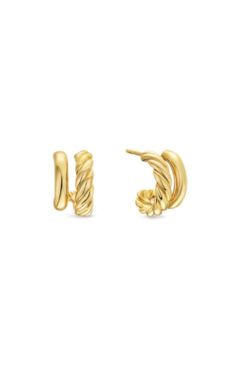 DY Mercer® Double Hoop Huggie Earrings in 18K Yellow Gold, 7.8mm