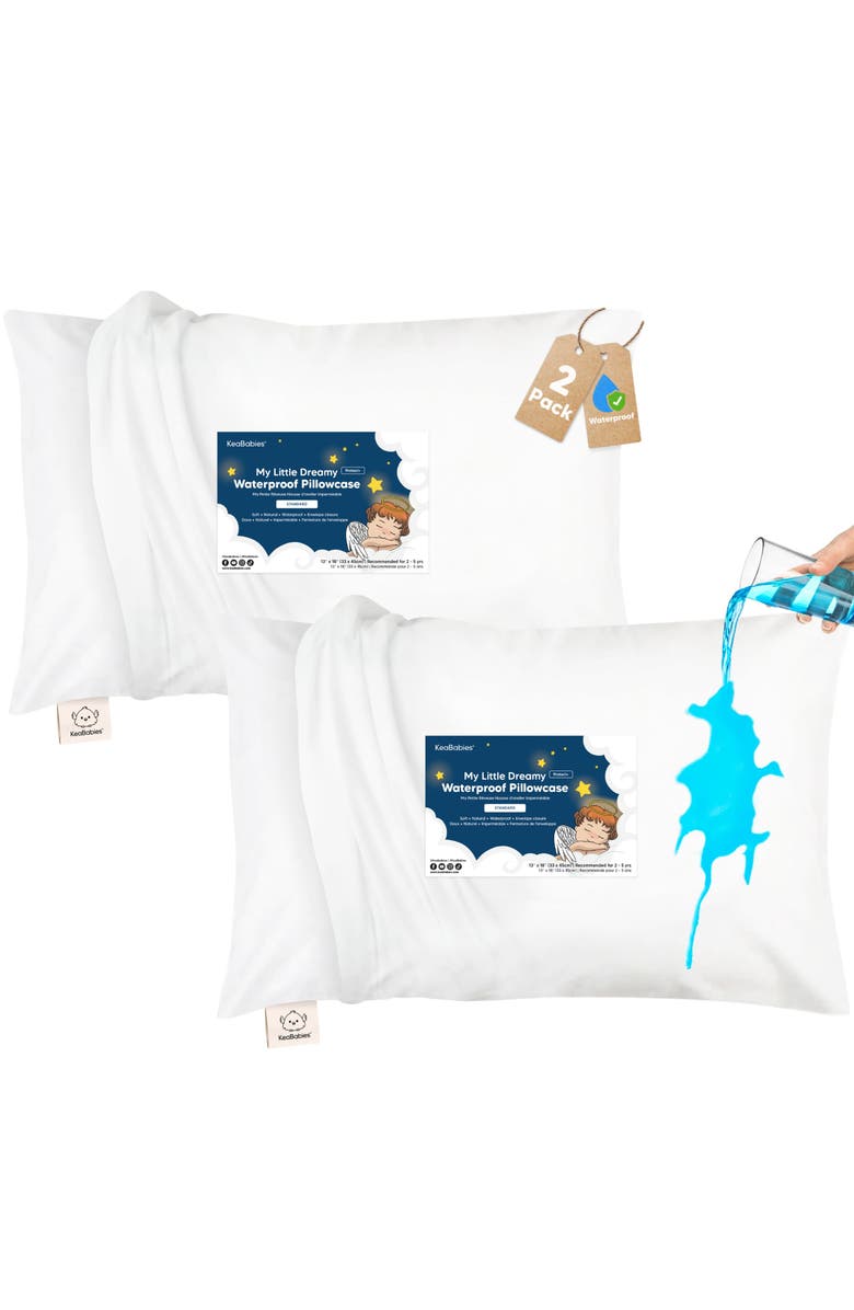 KeaBabies 2-Pack My Little Dreamy [Protect+] Waterproof Pillowcase, Main, color, Soft White