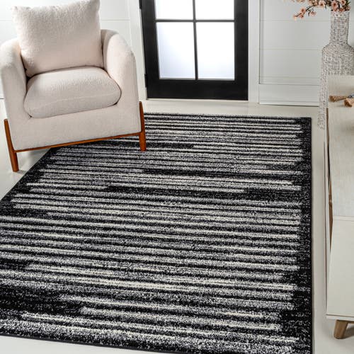 Jonathan Y Khalil Modern Berber Stripe Area Rug In Black/cream