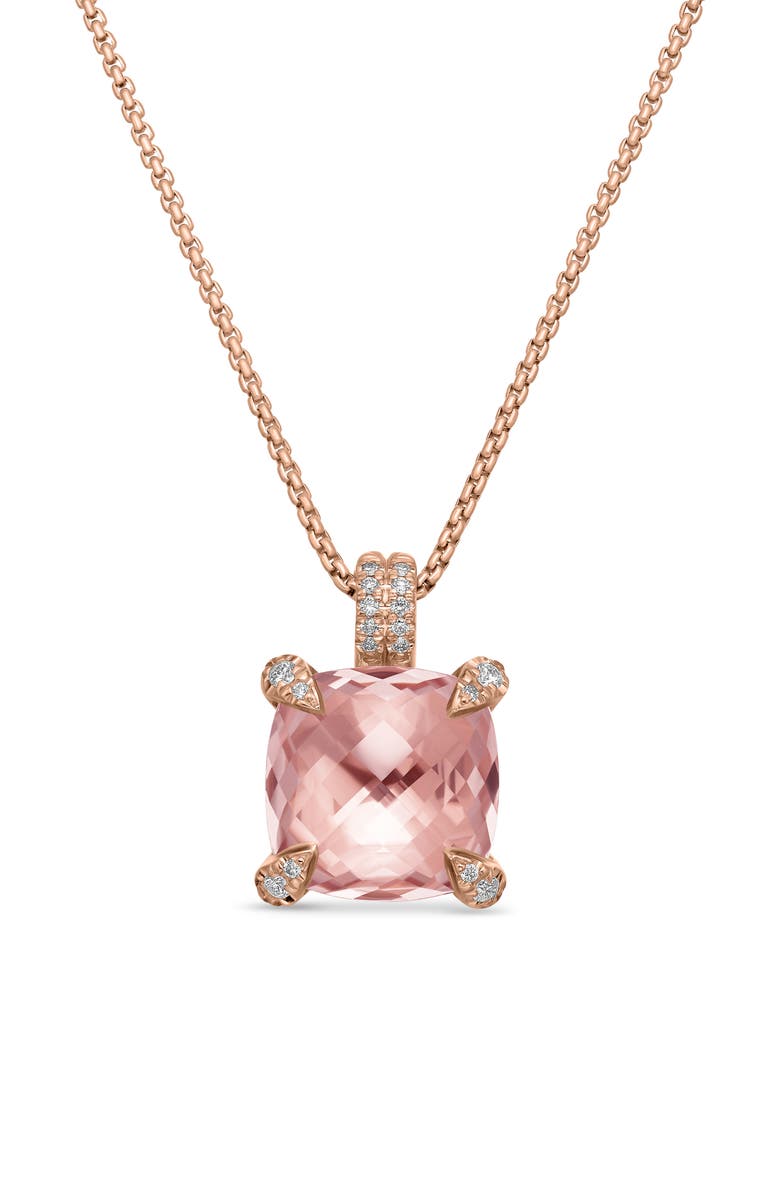 David Yurman Châteleine Diamond & Morganite Pendant Necklace, Main, color, 