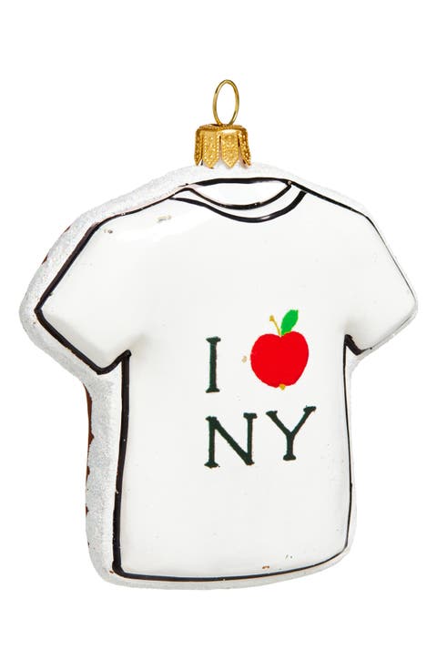 New York T-Shirt Glass Ornament