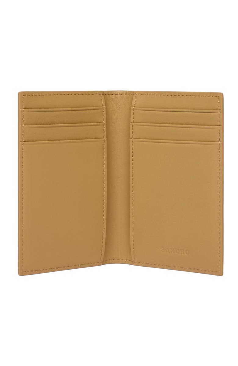 SANDRO Grained leather card holder, Alternate, color, Natural
