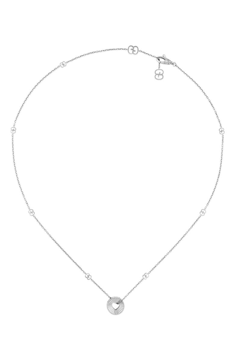 Gucci Icon Heart Pendant Necklace, Alternate, color, 18K White Gold
