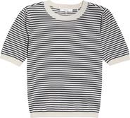 FRAME The Stripe Gather Crop Cotton & Modal Sweater