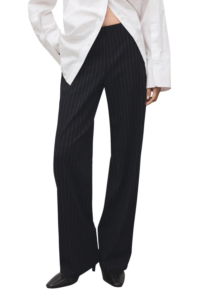 Pinstripe Pull-On Wide Leg Pants, Main, color, NAVY