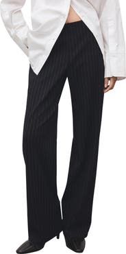 MANGO Pinstripe Pull-On Wide Leg Pants
