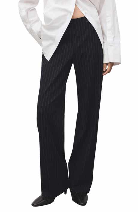 Pinstripe Pull-On Wide Leg Pants