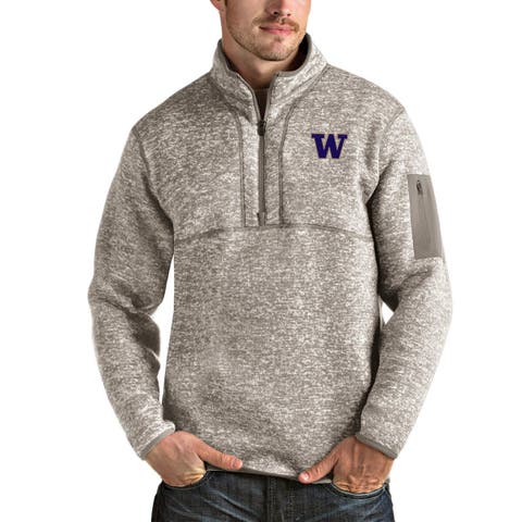 Men's Antigua Oatmeal Washington Huskies Fortune Half-Zip Pullover Jacket