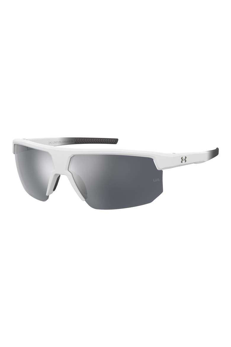 Driven 71mm Mirror Shield Sunglasses, Alternate, color, WHITE GREY