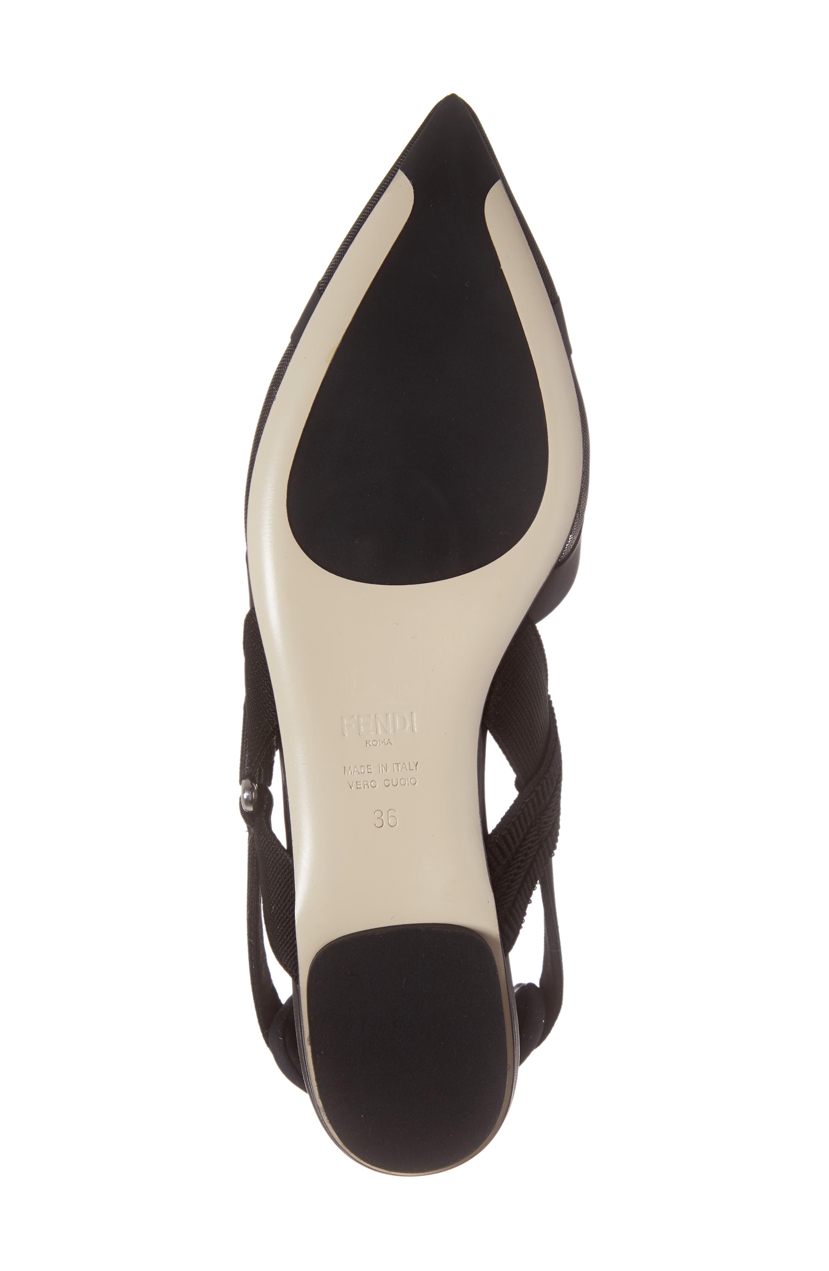 Fendi Colibri Mesh Pointed Toe Slingback Flat, Alternate, color, 