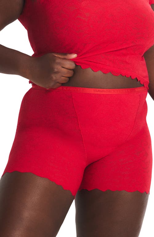 Savage X Fenty Lacy Dreams Pajama Shorts In Red
