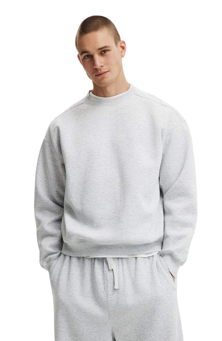 Cotton On Men's Box Fit Crew Sweater, Main, color, Grey Marle
