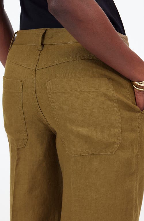 Madewell Zoe Relaxed Wide Leg Linen Pants In Safari Khaki
