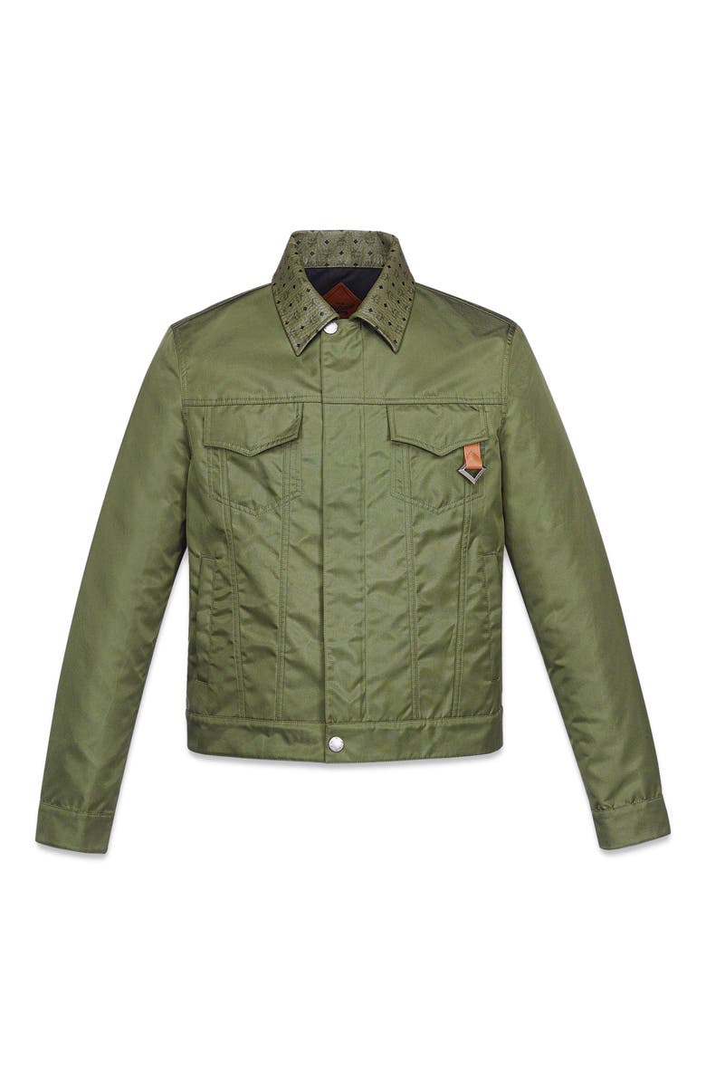MCM Jacket in ECONYL<sup>®</sup> and Monogram Print Leather, Alternate, color, 