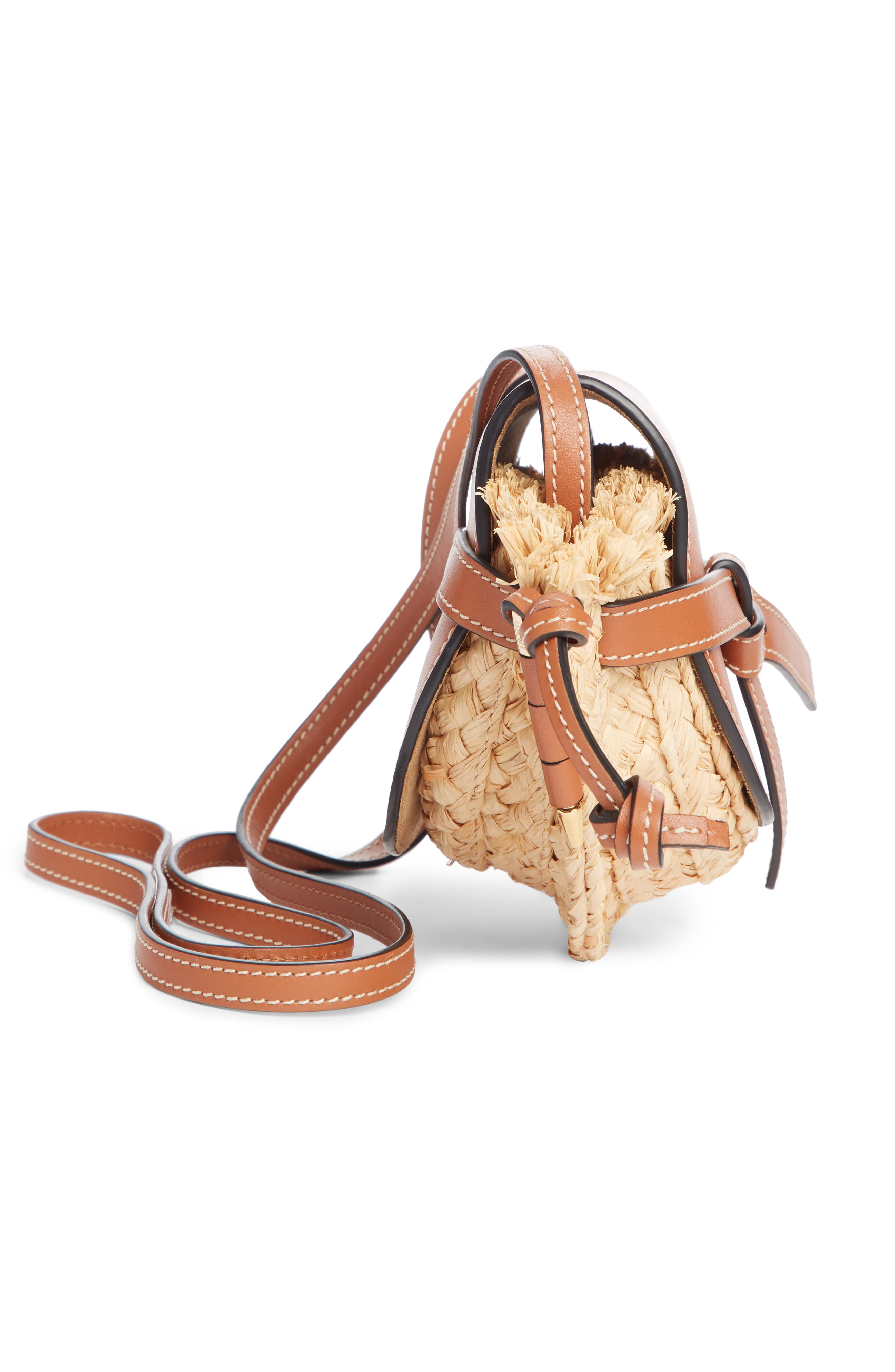 Loewe Gate Mini Leather & Raffia Crossbody Bag, Alternate, color, 