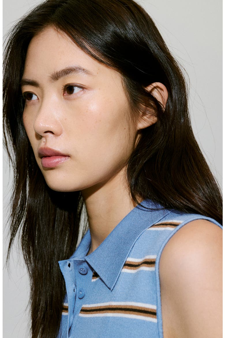 Stripe Rib Polo Vest, Alternate, color, BLUE