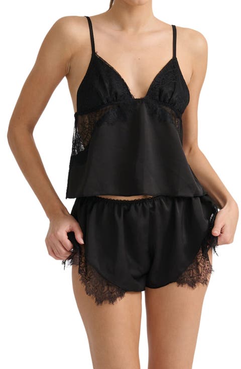 Darcy Lace Trim Satin Tap Shorts