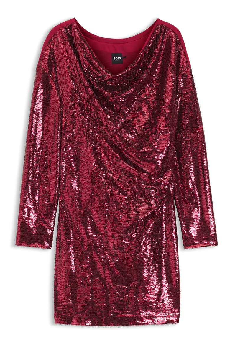 Ebiba Sequin Long Sleeve Dress, Main, color, DK RD