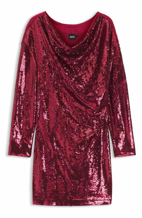 BOSS Ebiba Sequin Long Sleeve Dress