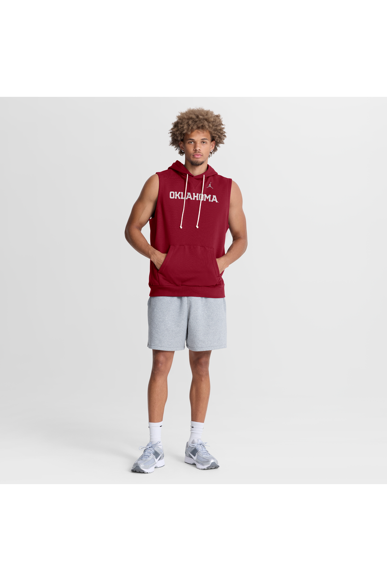 Men's Jordan Brand  Crimson Oklahoma Sooners 2026 Sideline Sleeveless Dri-FIT Hoodie, Alternate, color, Crimson