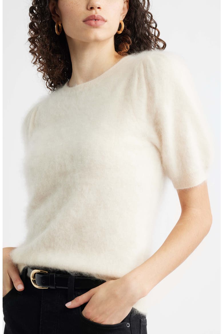 Femme Short Sleeve Brushed Cashmere Sweater, Alternate, color, BEIGE BEACH