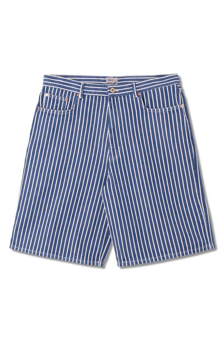STAN RAY Stripe Wide Leg Denim Shorts, Main, color, Indigo/ Natural Hickory
