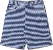 STAN RAY Stripe Wide Leg Denim Shorts