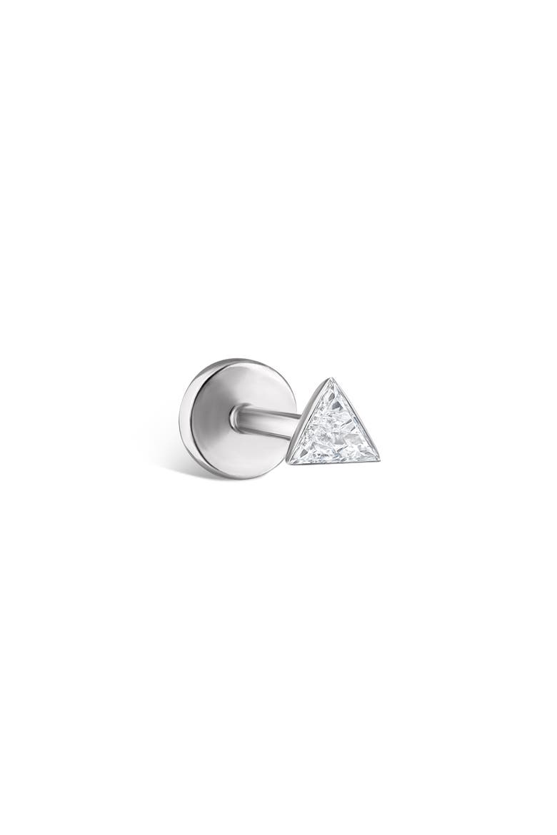 Diamond Triangle Single Stud Earring, Main, color, WHITE GOLD