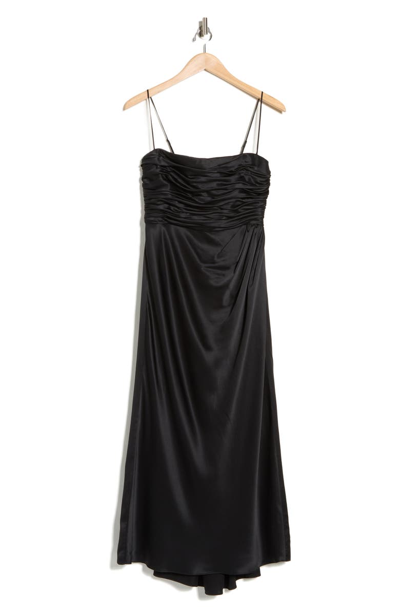 Cinq à Sept Sydney Ruched Silk Dress, Alternate, color, Black