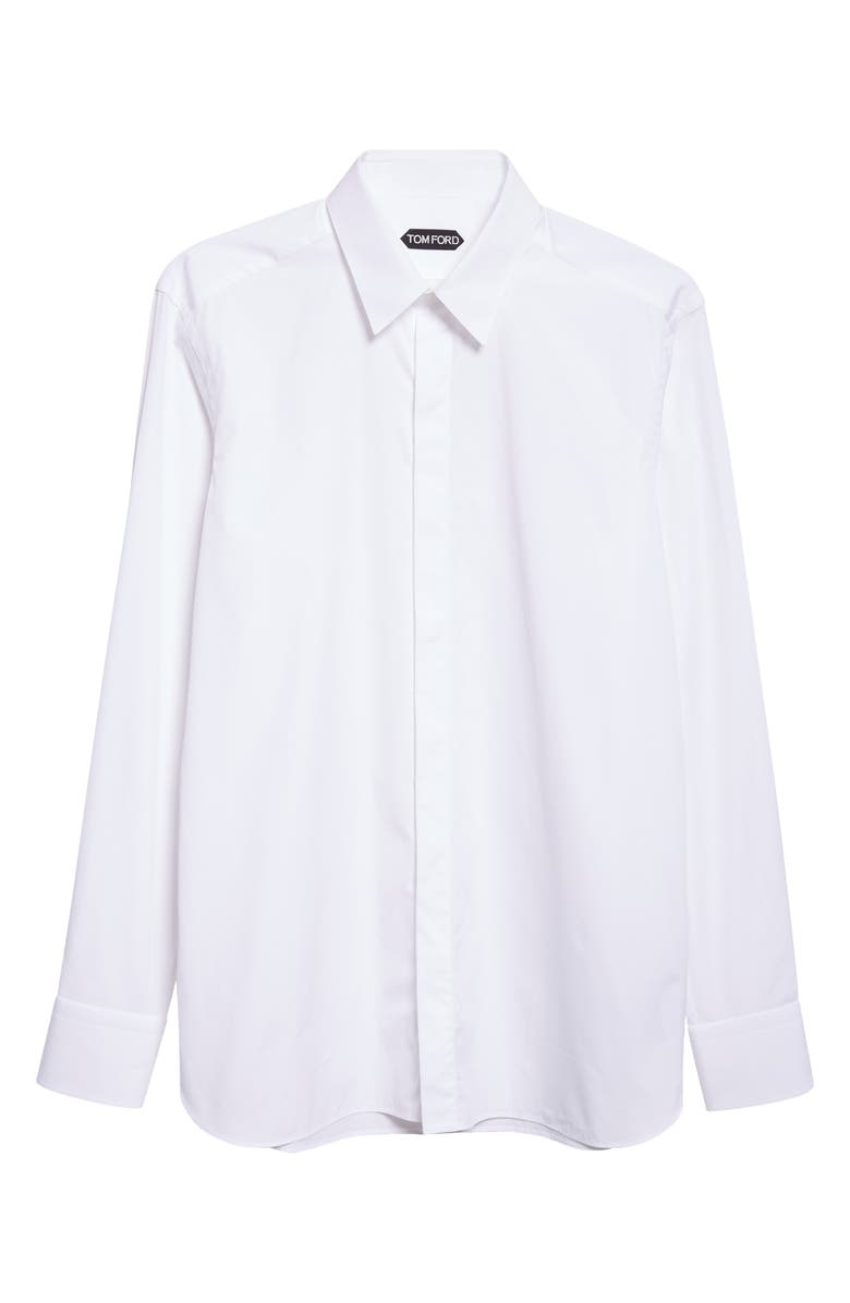 TOM FORD Classic Fit Cotton Poplin Button-Up Shirt, Alternate, color, Waa Optical White