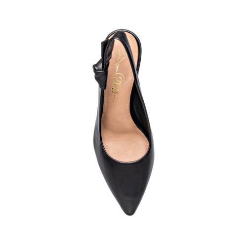 Joan Oloff Shoes Daphne Leather Slingback Pump In Black