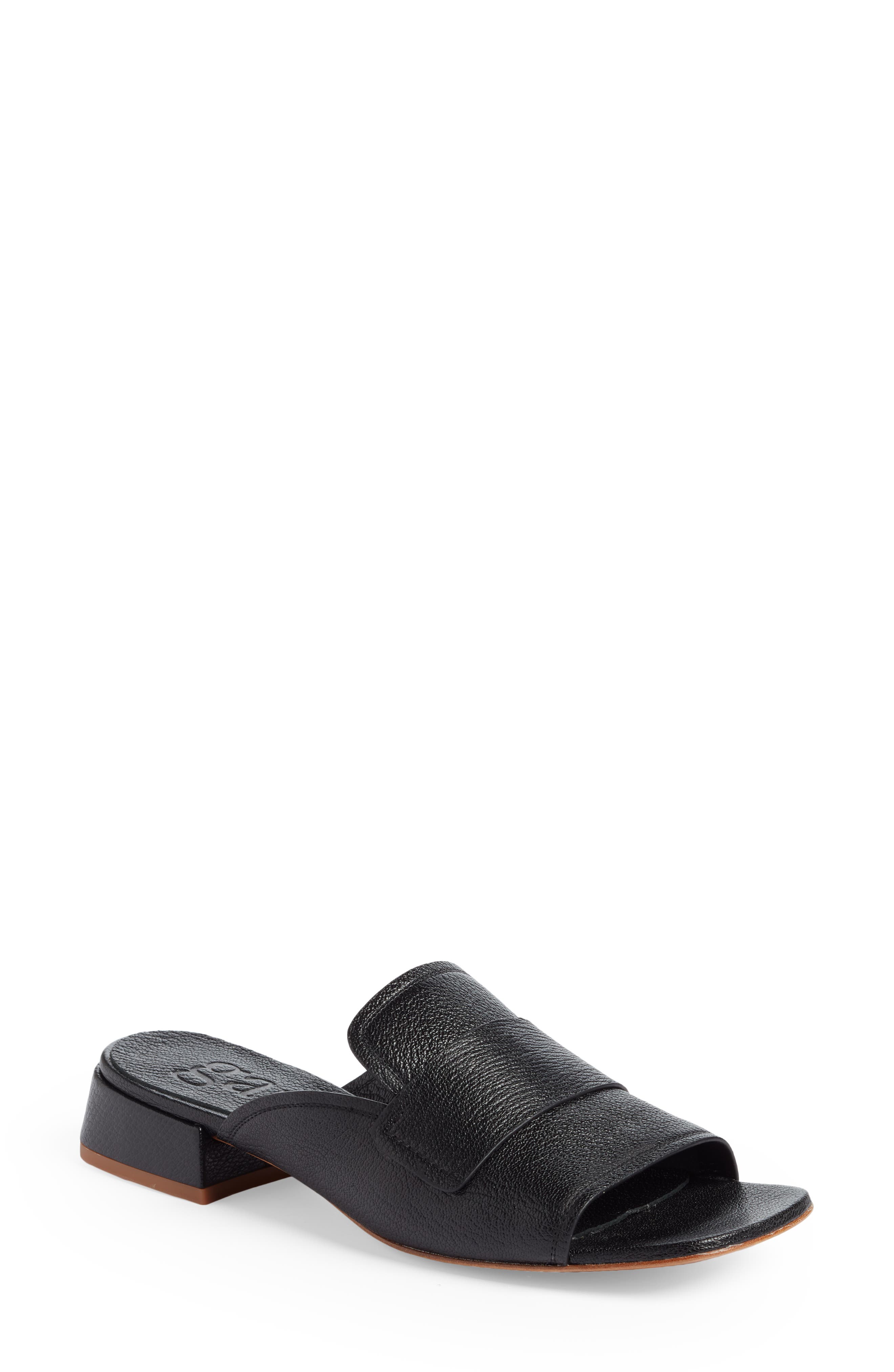 Ebba Slide Sandal, Main, color, BLACK PETITGRAIN