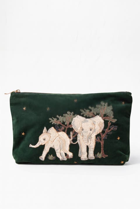 Baby Elephant Conservation Velvet Everyday Pouch